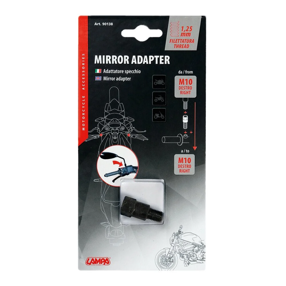 Adaptor oglinda moto LAMPA LAM90138, M10 x 1.25 mm, filet dreapta - dreapta