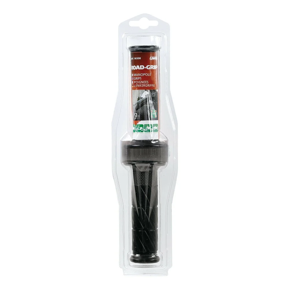 Set 2 mansoane moto LAMPA Road Grip LAM90308, universale, cauciuc, negru, diametru 1 x 22 mm si 1 x 25 mm