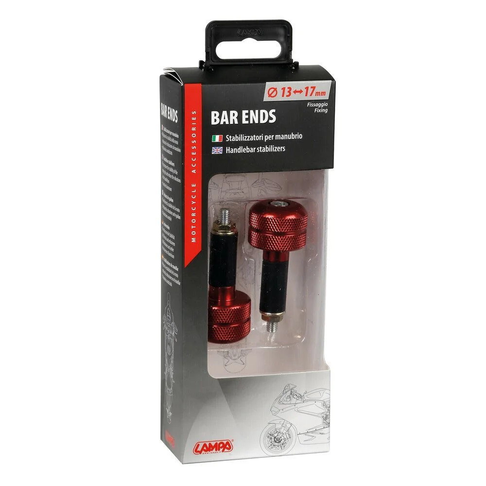 Set 2 capete ghidon moto LAMPA SU - 3 LAM90320, aluminiu, diametru racord 17 - 23 mm, rosu