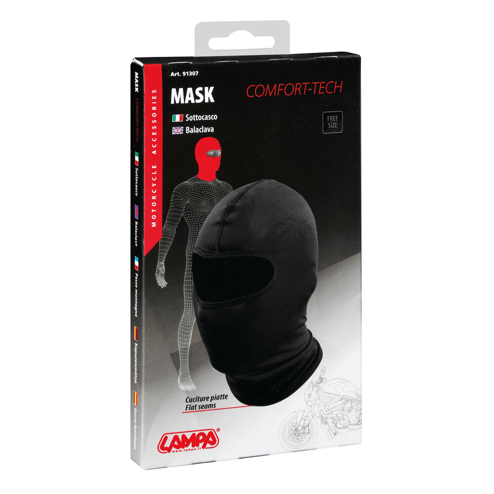 Cagula moto balaclava LAMPA Mask-Top LAM91307, unisex, din matase de poliester, negru