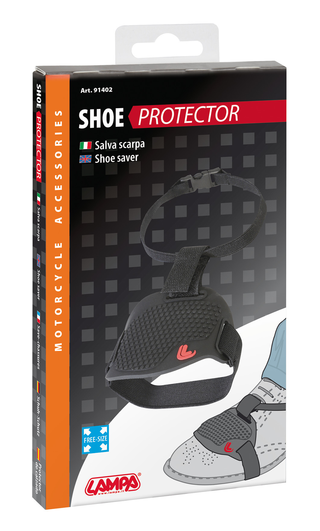 Protectie pentru pantof motociclist LAMPA LAM91402, prindere banda elastica si velcro, negru