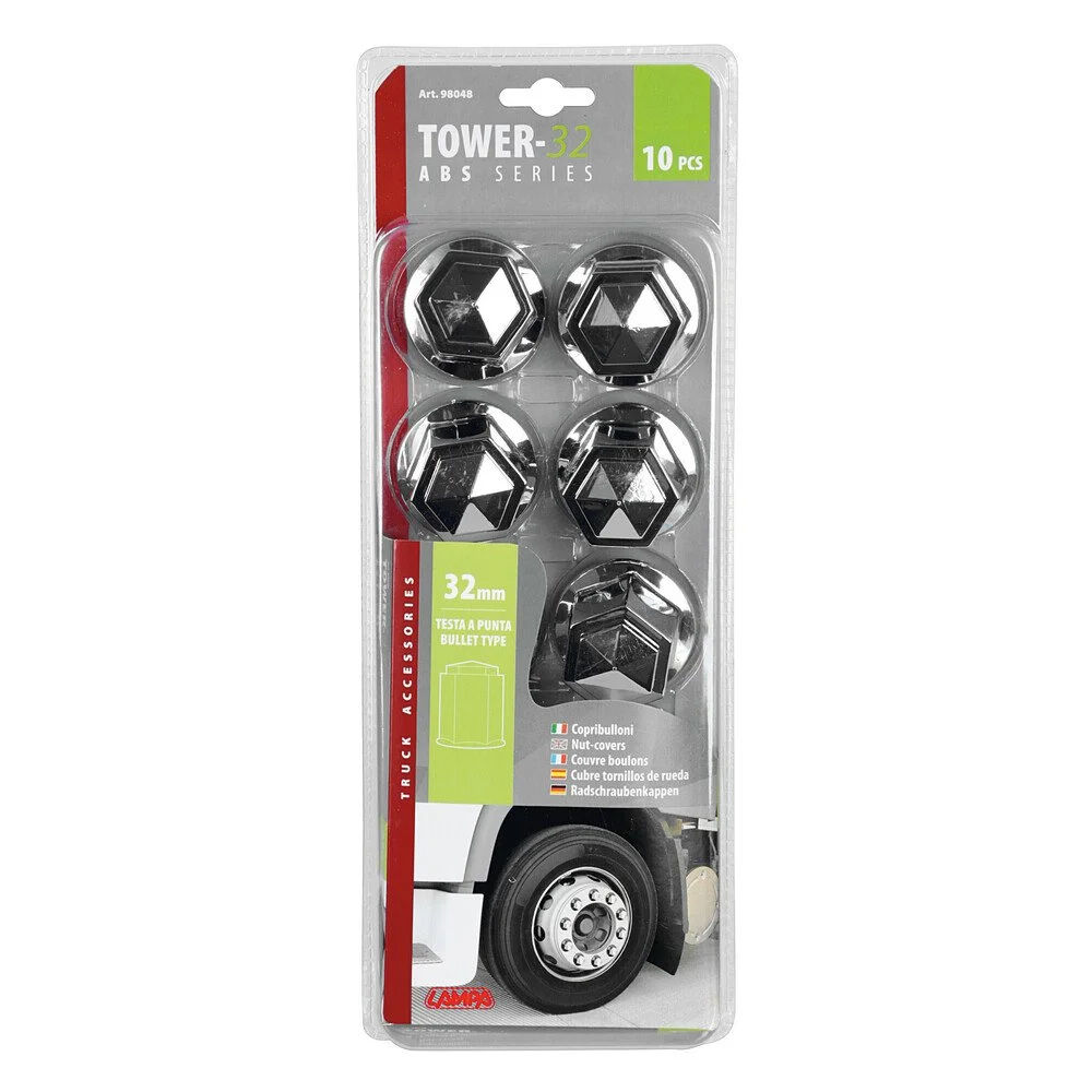 Set 10 capace cromate pentru prezoane camion LAMPA LAM98048, diametru 32 mm, plastic ABS
