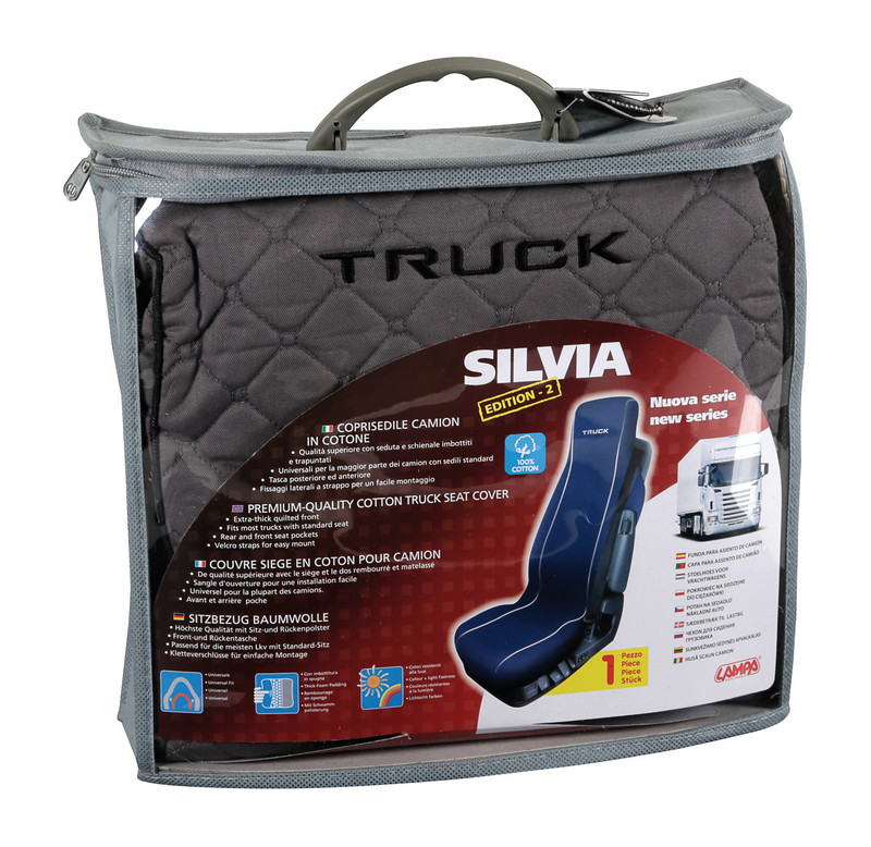 Husa pentru scaun camion LAMPA Silvia LAM98607, din bumbac, cu buzunare, gri