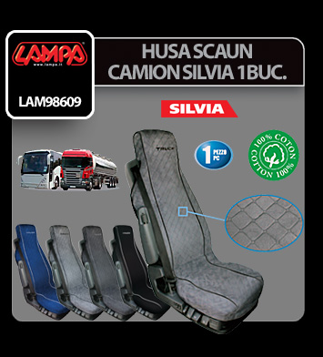 Husa pentru scaun camion LAMPA Silvia LAM98607, din bumbac, cu buzunare, gri