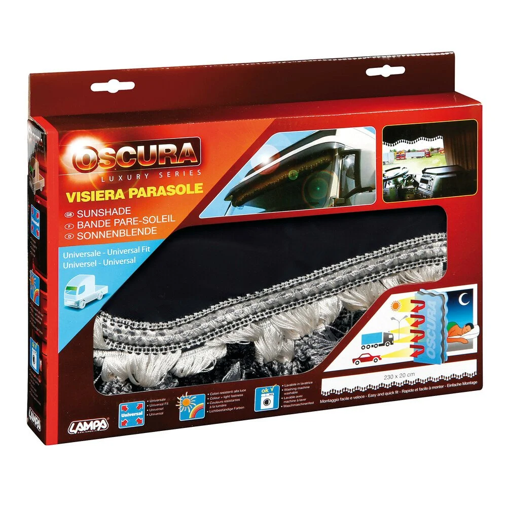 Draperie textila pentru camion LAMPA Oscura LAM98647, tip parasolar, negru, montare velcro