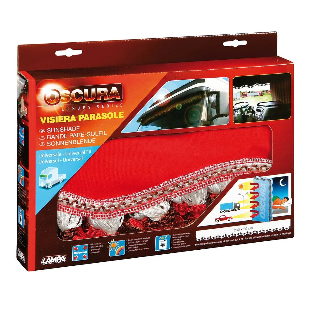 Draperie textila pentru camion LAMPA Oscura LAM98648, tip parasolar, rosu, montare velcro