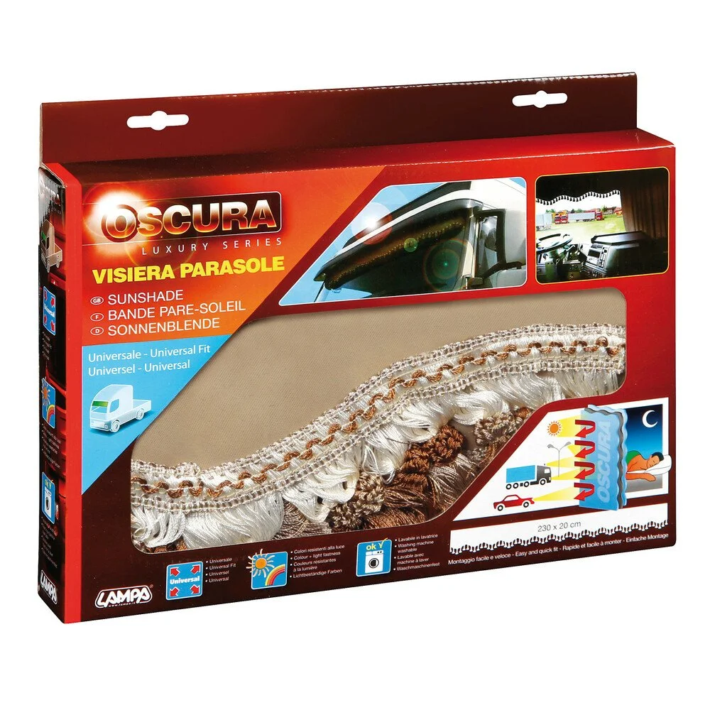 Draperie textila pentru camion LAMPA Oscura LAM98649, tip parasolar, bej, montare velcro