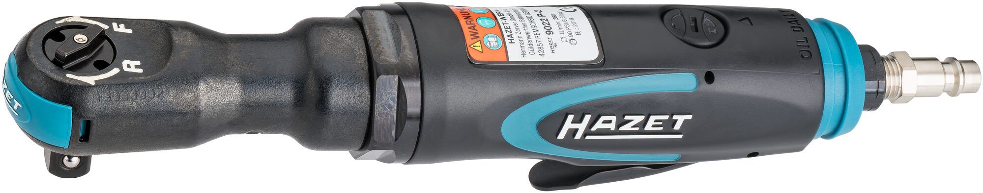 Cheie pneumatica cu clichet HAZET HZ9022P-2, antrenor patrat 1/2 inch, presiune de actionare 6.3 bar, turatie pana la 280 rpm, cuplu maxim 108 Nm