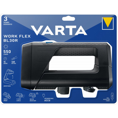 Lanterna LED reincarcabila VARTA Work Flex BL30R 18684101401, 550 lm, 3 moduri iluminare, indicator baterie, IPX4