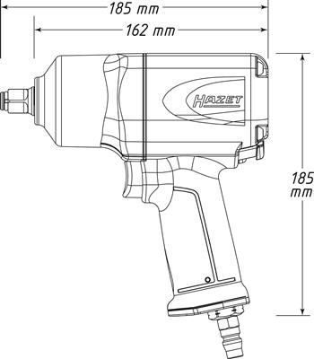Cheie pneumatica HAZET HZ9012EL-SPC, antrenor patrat 1/2 inch, presiune de actionare 6.3 bar, turatie pana la 8000 rpm, cuplu maxim 1054 Nm