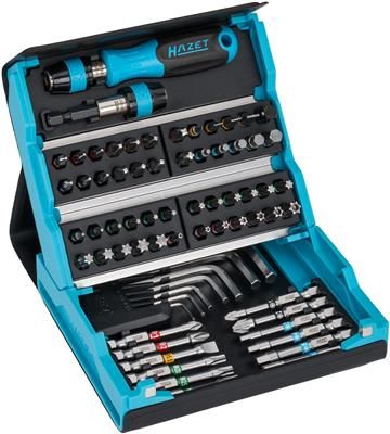 Set de insurubare HAZET HZ2200SC-1, cu biti, profil cap cruce PH, pozidriv PZ, hexagon interior, torx interior, otel crom vanadiu