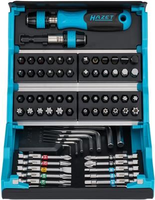 Set de insurubare HAZET HZ2200SC-1, cu biti, profil cap cruce PH, pozidriv PZ, hexagon interior, torx interior, otel crom vanadiu