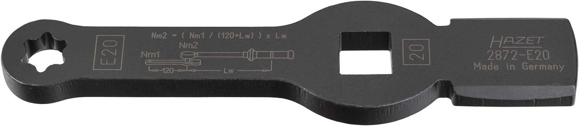 Cheie inelara de impact HAZET HZ2872-E20, lungime 216 mm, profil torx, deschidere cheie E20, CV