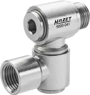 Piesa de conexiune si distributie pentru instalatiile de aer comprimat HAZET HZ9000-041, prindere 1/4 inch, permite rotire 360 grade