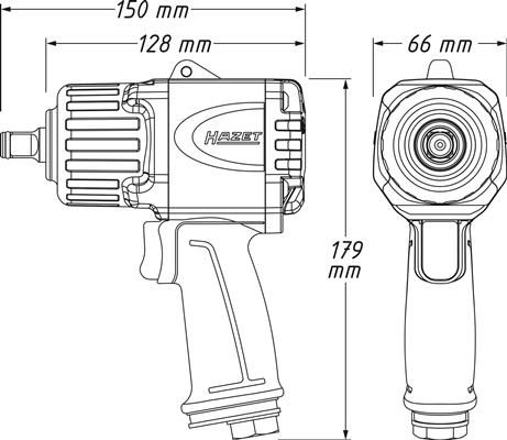 Masina pneumatica de insurubat, cu percutie, HAZET HZ9012TT, antrenor patrat 1/2 inch, cuplu maxim strangere 1356 Nm, 6.3 bar, turatie 8300 rpm