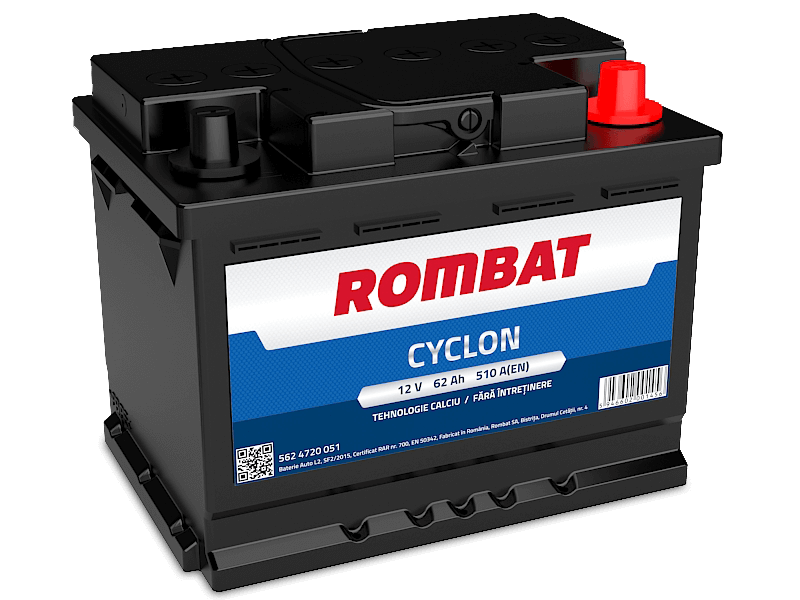 Baterie auto ROMBAT CYCLON 5624720051, tensiune 12 V, amperaj 62 Ah, curent pornire 510 A