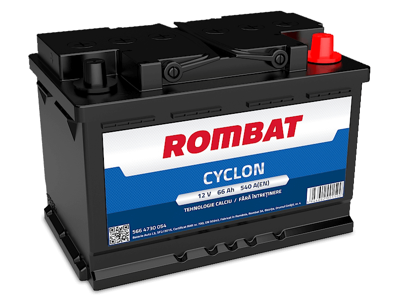Baterie auto ROMBAT CYCLON 5664730054, tensiune 12 V, amperaj 66 Ah, curent pornire 540 A