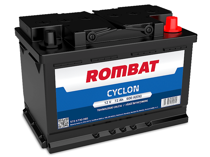 Baterie auto ROMBAT CYCLON 5724730060, tensiune 12 V, amperaj 72 Ah, curent pornire 600 A