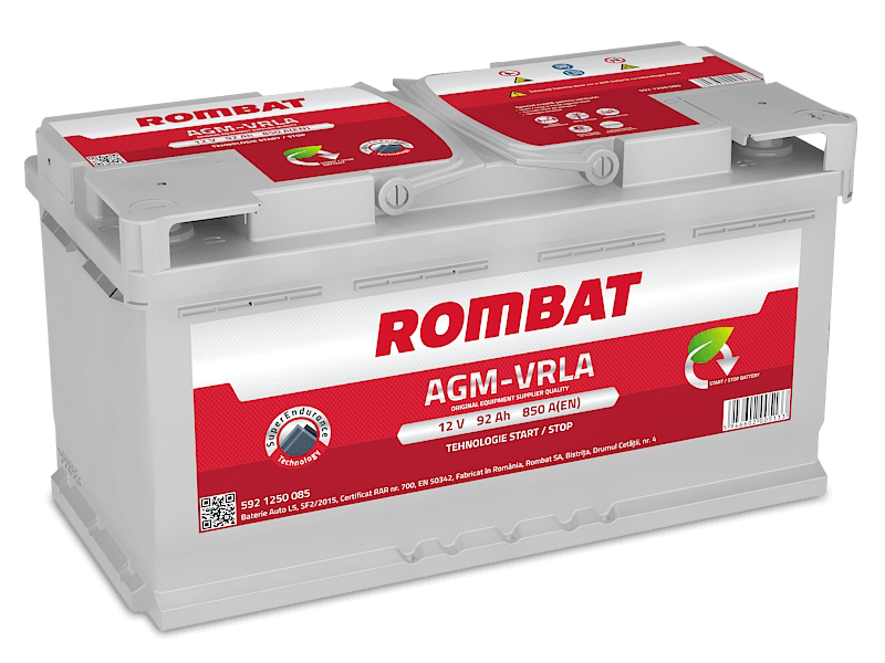 Baterie auto ROMBAT AGM VRLA 5921250085, tensiune 12 V, amperaj 92 Ah, curent pornire 850 A