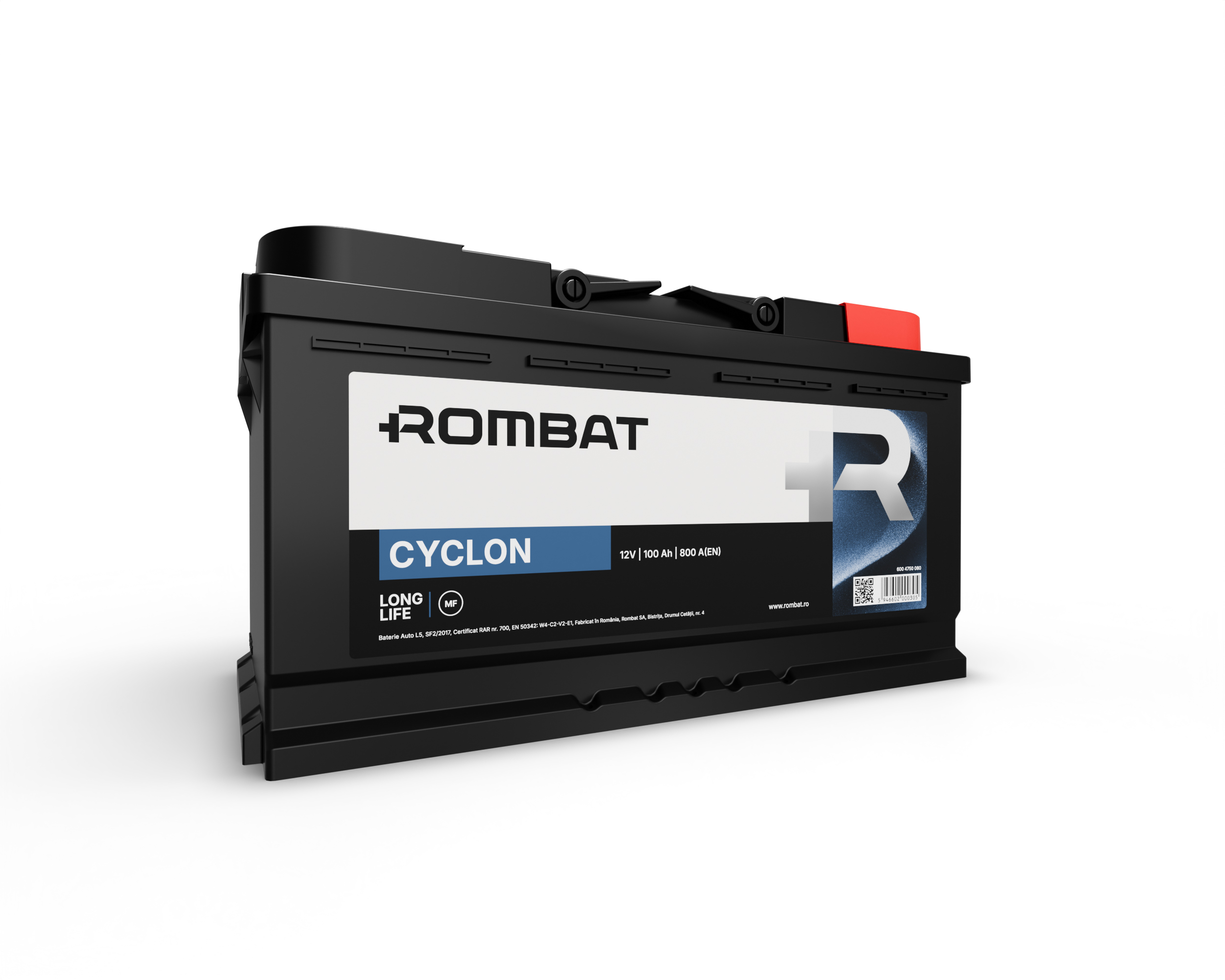 Baterie auto ROMBAT CYCLON 6004750080, tensiune 12 V, amperaj 100 Ah, curent pornire 800 A