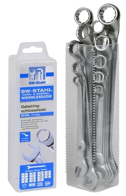 Set 15 chei combinate SW-Stahl PRO DRIVE SW00192L, inelara + fixa, dimensiuni 6-22 mm, otel crom vanadiu, finisaj mat cromat