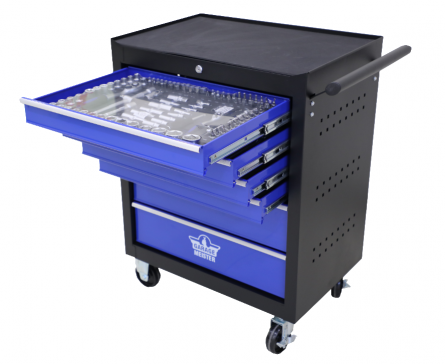 Banc de scule cu 6 sertare Garage Meister GM53564, 680 x 460 x 850 mm, cu roti, echipat cu 415 piese