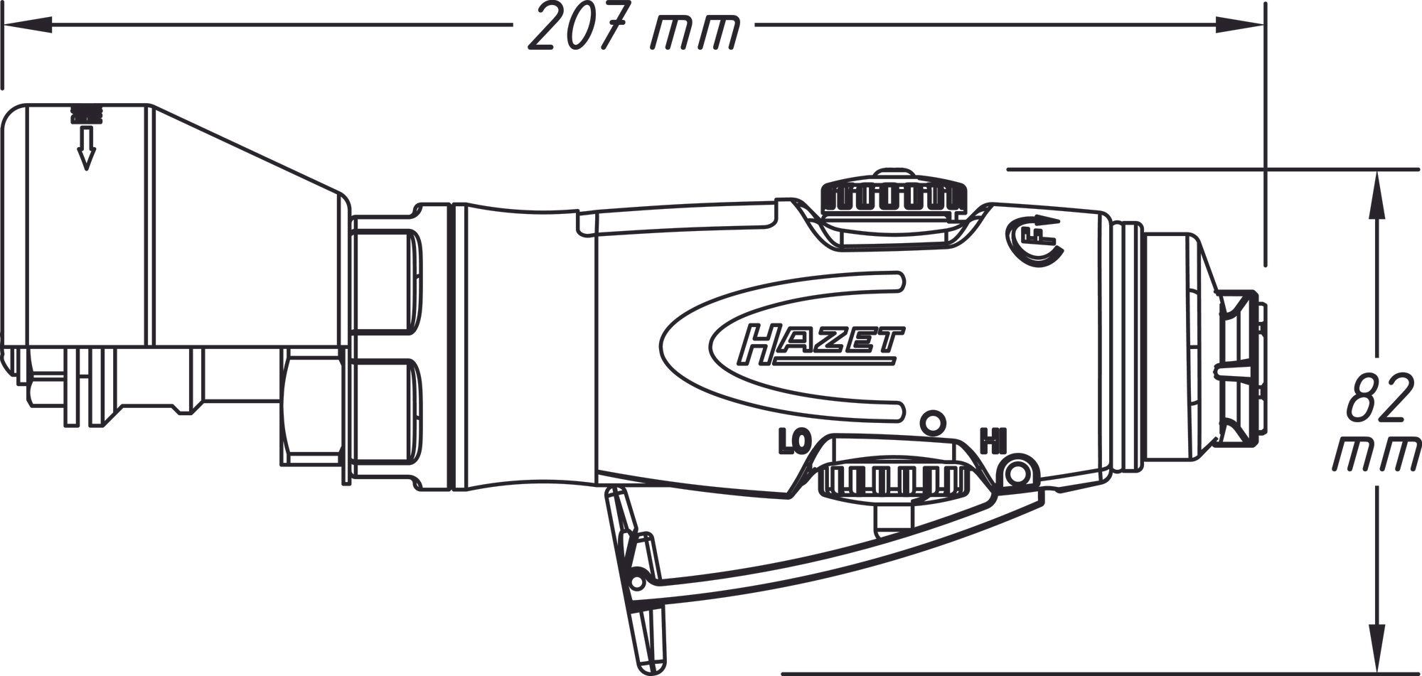Polizor pneumatic HAZET HZ9033-10, presiune de actionare 6.3 bar, turatie 18000 rpm