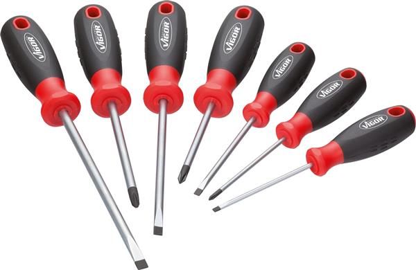 Set 7 surubelnite VIGOR V1637, profil PH 0.6 x 3, 1.2 x 6.5, PH0, PH2, maner cauciucat cu gaura