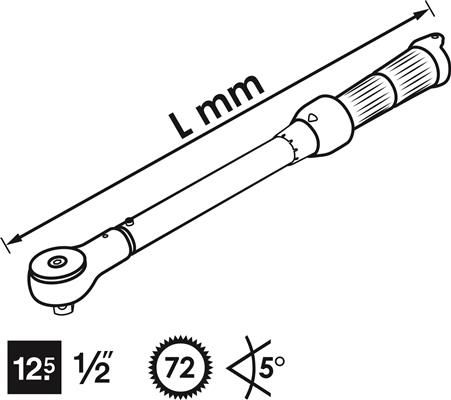 Cheie dinamometrica VIGOR V3899, domeniu de strangere 60-320 Nm, prindere patrat 1/2 inch, lungime 610 mm