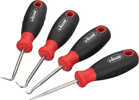 Set 4 scule demontare garnituri VIGOR V4663, lungime 130 mm, maner cauciuc