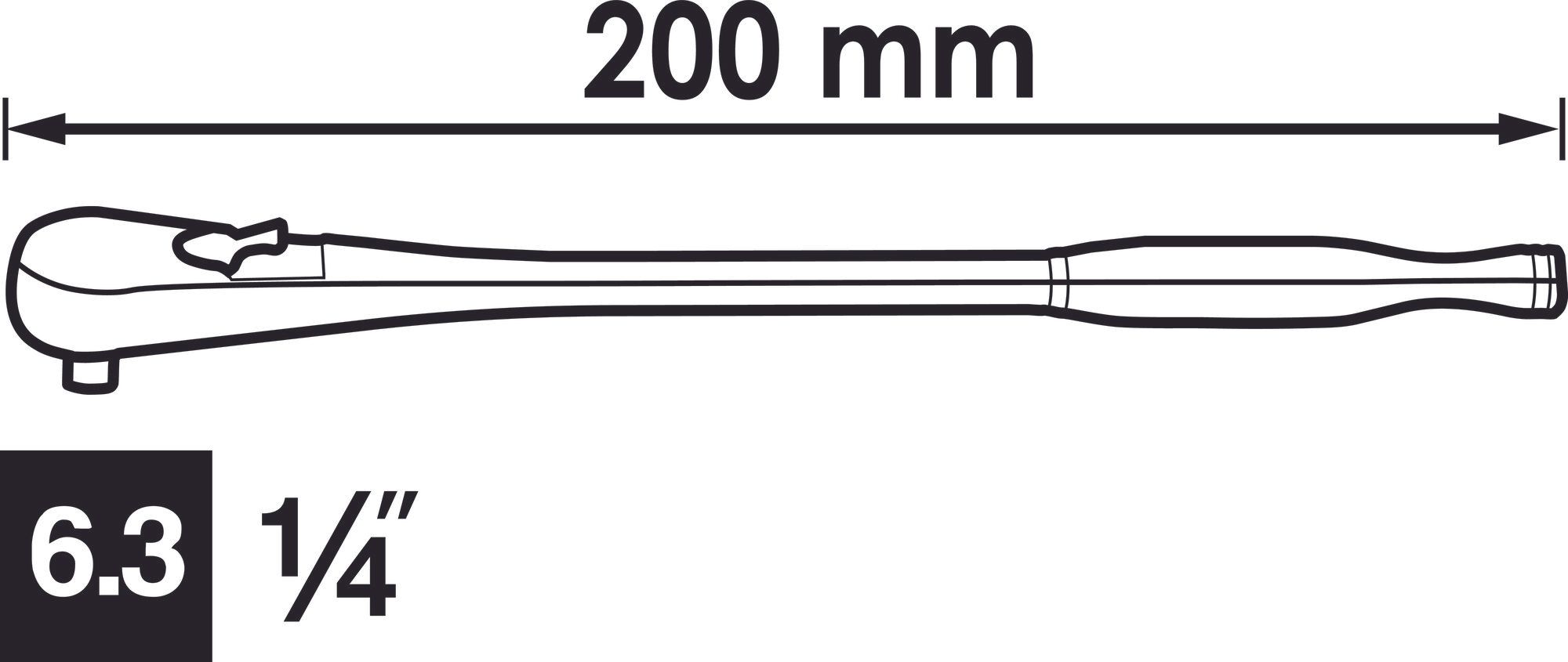 Cheie cu clichet VIGOR V4944, antrenor patrat 1/4 inch, lungime 200 mm, maner otel