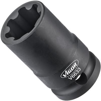 Cap cheie tubulara VIGOR V6633, pentru suruburi etrier frana, antrenor patrat 1/2 inch, deschidere cheie 22 mm