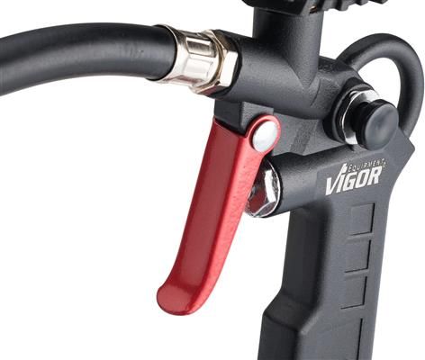 Pistol pneumatic pentru umflat roti VIGOR V6905, cu manometru, presiune actionare 6.3 bar, diametru furtun 10 mm, cupla aer 1/4 inch