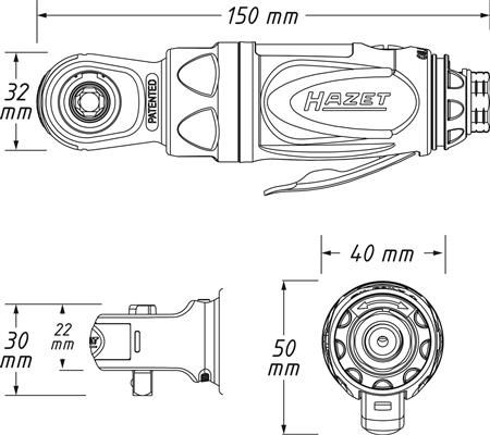 Cheie pneumatica HAZET HZ9020P-2, presiune de actionare 6.3 bar, antrenor patrat 1/4 inch, cupla maxim strangere 40 Nm, turatie 250 l/min