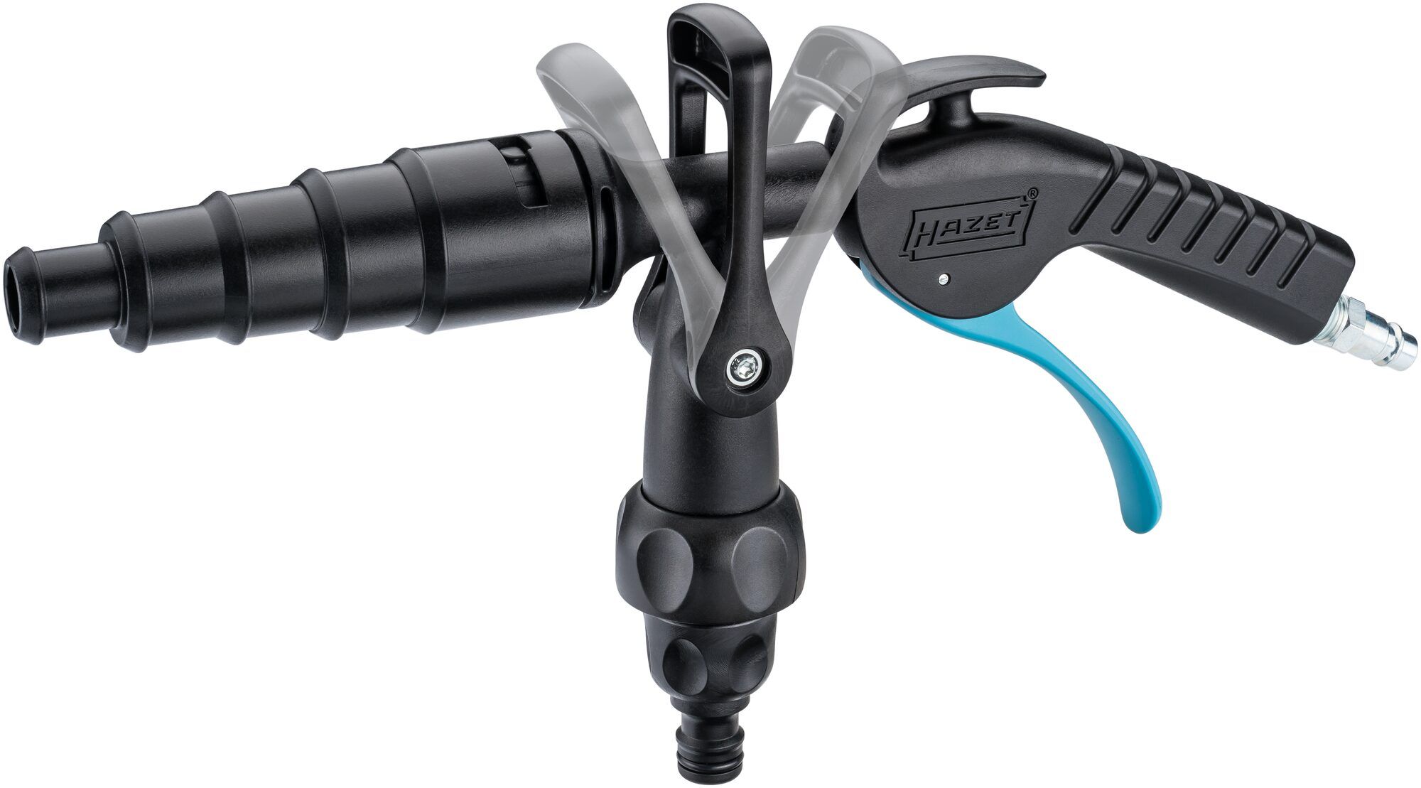 Pistol de spalare auto HAZET HZ9048P-2/3, cupla apa 1/2 inch pivotanta, debit apa 200 l/min, actionare cu aer comprimat 6-10 bar
