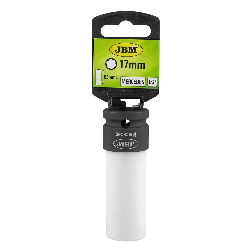 Cheie tubulara de impact JBM 14173, acoperire plastic, antrenor patrat 1/2 inch, deschidere 17 mm, lungime 85 mm, pentru Mercedes-Benz