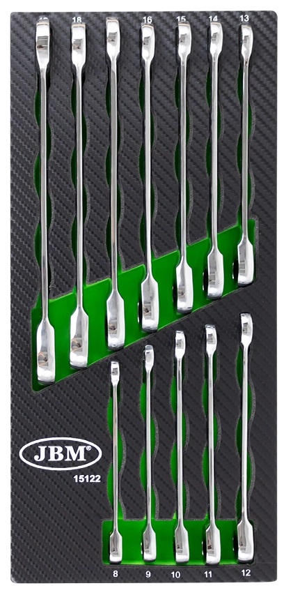 Set 12 chei combinate cu clichet JBM 15122, tava EVA carbon, deschidere chei 8-19 mm