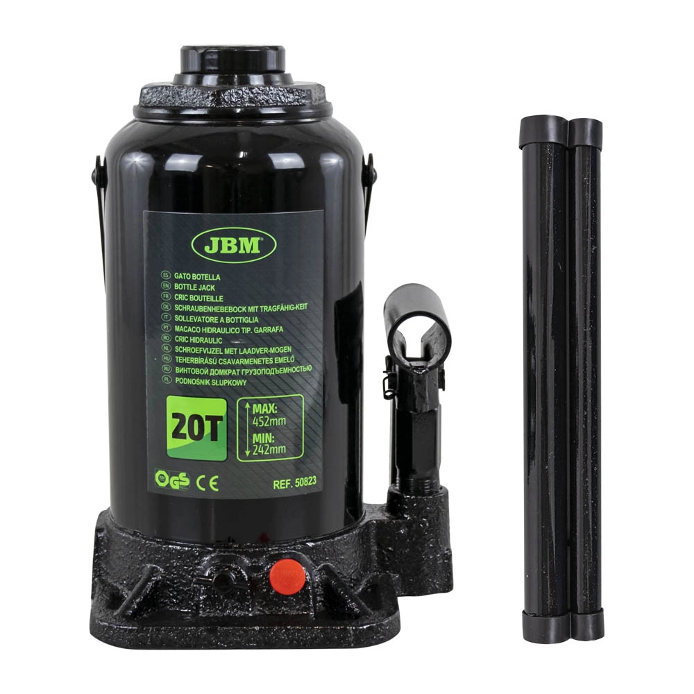 Cric hidraulic JBM 50823, capacitate ridicare 20 tone, inaltime ridicare 242 - 452 mm, negru