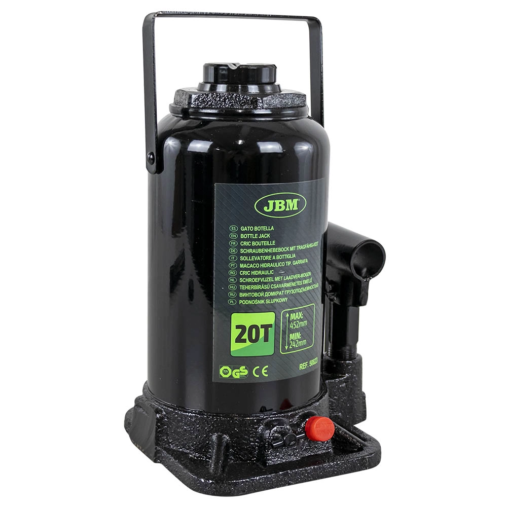 Cric hidraulic JBM 50823, capacitate ridicare 20 tone, inaltime ridicare 242 - 452 mm, negru