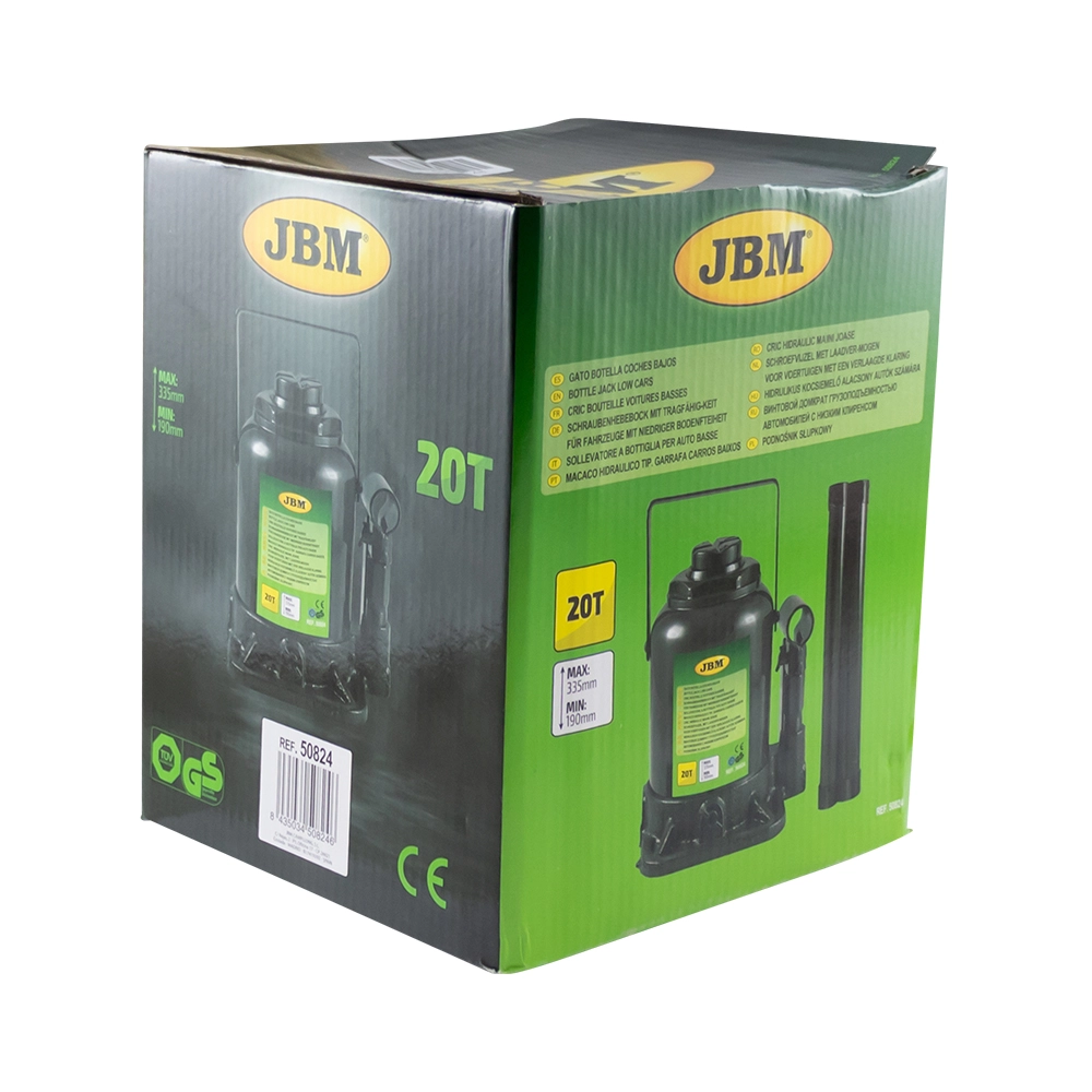 Cric hidraulic JBM 50824, capacitate ridicare 20 tone, inaltime ridicare 190 - 335 mm, pentru masini joase, negru