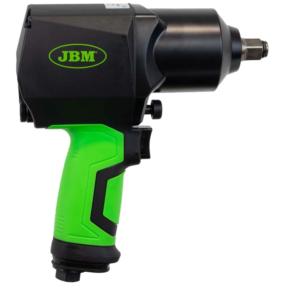Pistol pneumatic de impact JBM 53689, carcasa compozit, antrenor patrat 1/2 inch, cuplu maxim 1950 Nm, turatie 8600 rpm
