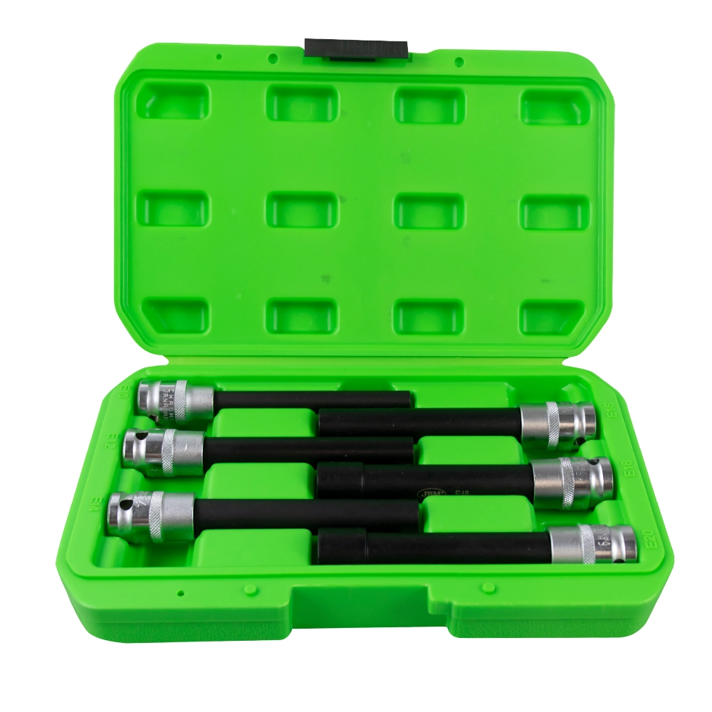 Set 6 capete chei extra lungi JBM 53915, profil torx, deschidere chei E10-E20, lungime 140 mm, antrenor patrat 1/2 inch, otel crom vanadiu