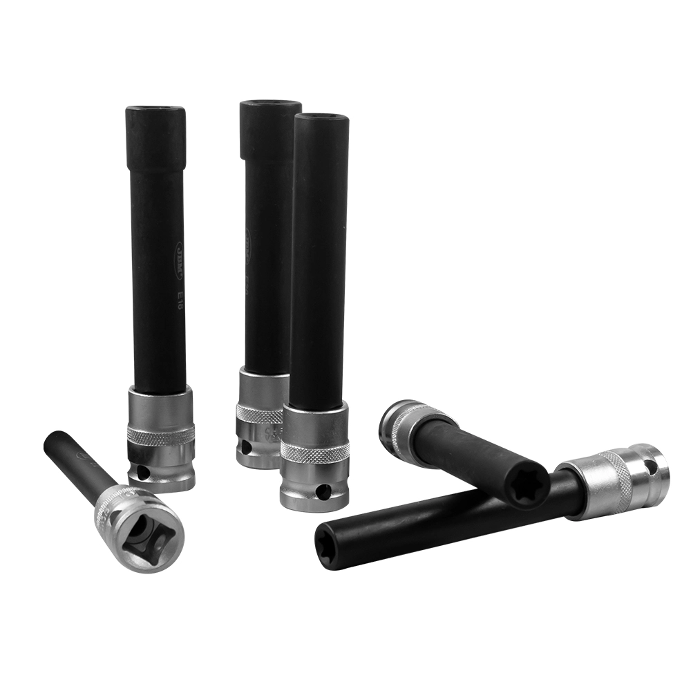 Set 6 capete chei extra lungi JBM 53915, profil torx, deschidere chei E10-E20, lungime 140 mm, antrenor patrat 1/2 inch, otel crom vanadiu