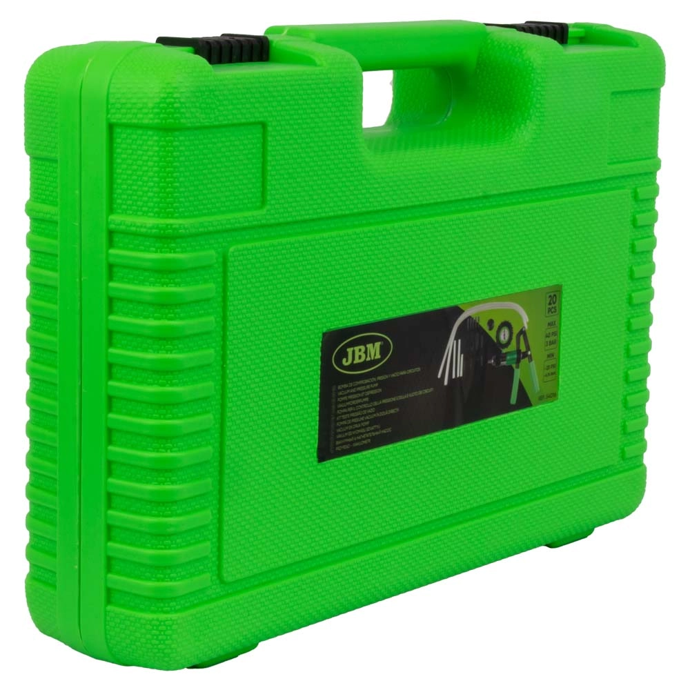 Kit pompa de vacuum JBM 54016, presiune maxima 3 bar, presiune minima -0,75 bar, cu duze, dopuri, garnituri, instrumente de masura