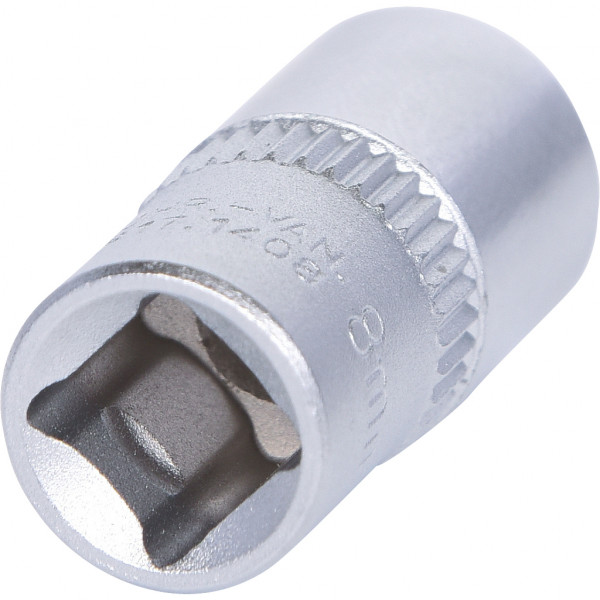 Cap cheie tubulara KS TOOLS KS917.1408, profil hexagonal, antrenor patrat 1/4 inch, deschidere 8 mm, lungime 25 mm, otel crom-vanadiu