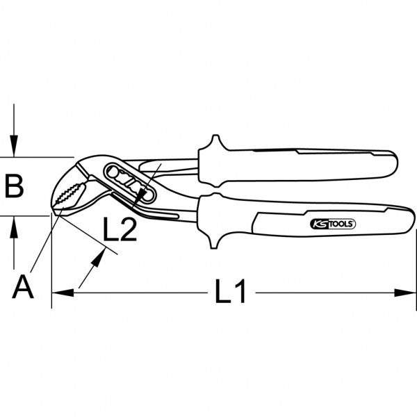 Cleste reglabil KS TOOLS 115.2001, lungime 240 mm, fara blocare, maner cauciucat, otel crom vanadiu