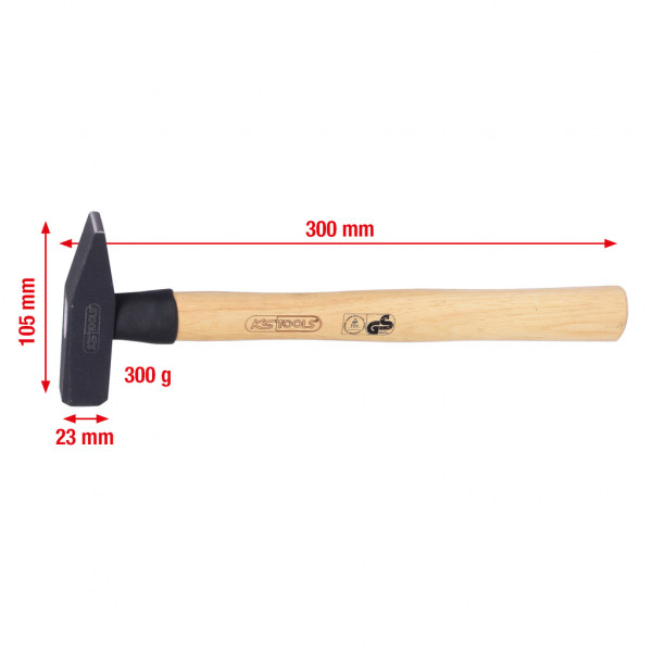 Ciocan pentru lacatuserie KS TOOLS 142.1330, coada din lemn, lungime 300 mm, greutate 300 grame