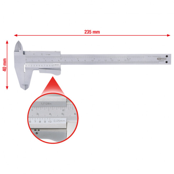 Subler digital KS TOOLS 300.0510, domeniu de masurare 0-150 mm, precizie masurare +/- 0.05 mm, lungime 235 mm, otel inoxidabil