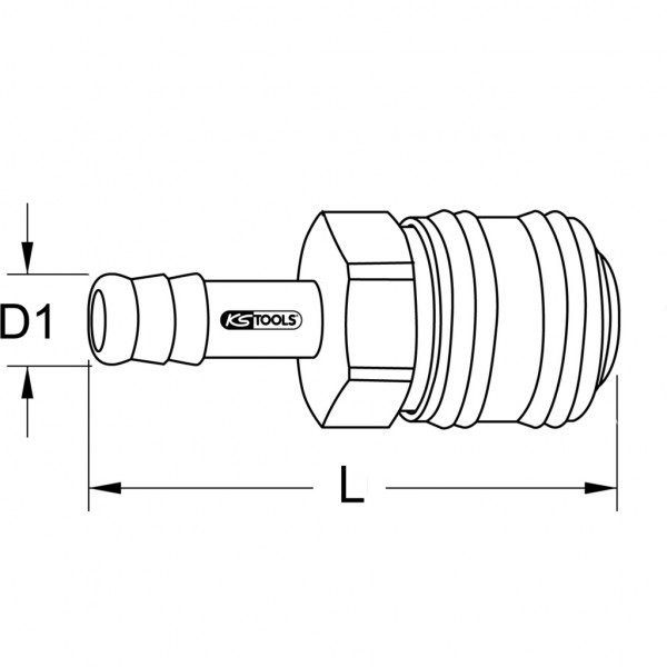 Cuplaj din alama KS TOOLS 515.3488, cu stut pentru furtun, diametru 13 mm, lungime 55 mm