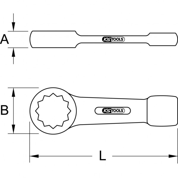 Cheie inelara de impact KS TOOLS 517.0927, deschidere cheie 27 mm, lungime 180 mm, otel crom molibden